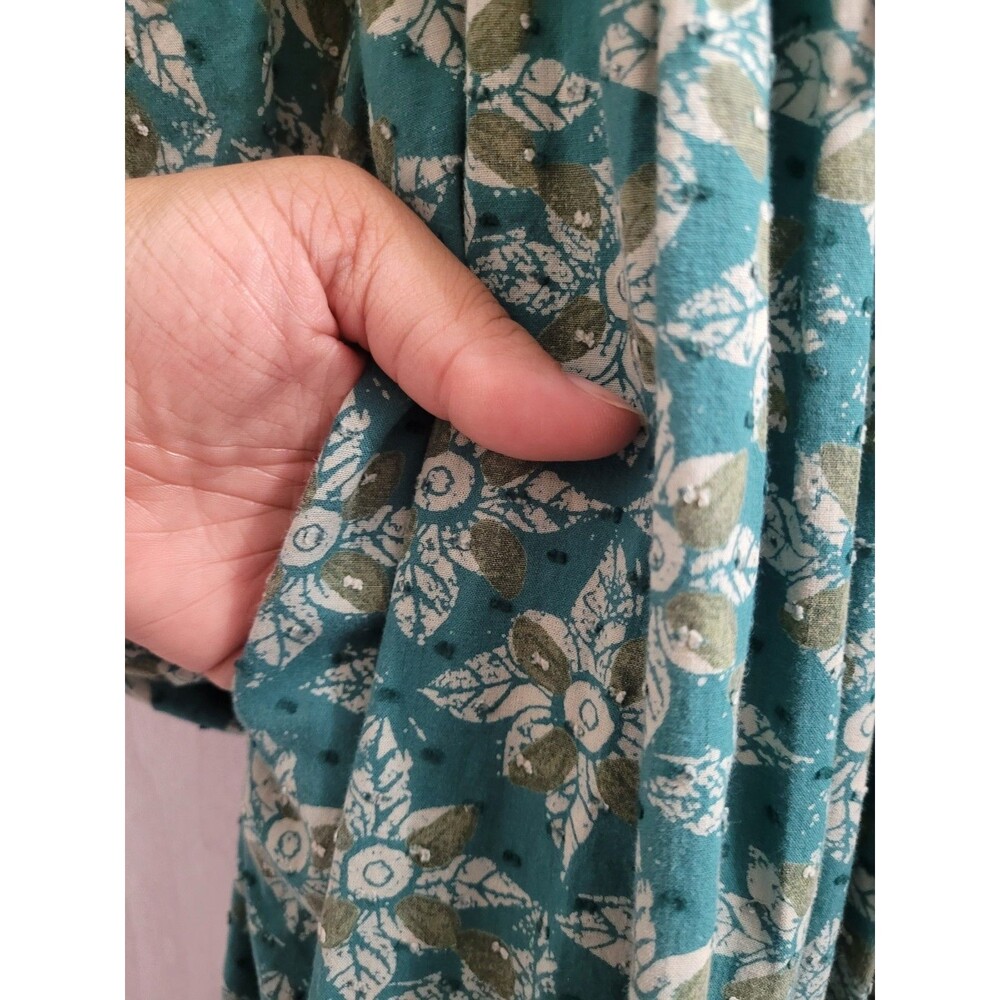 Free People Hazy Maisy Slouchy Maxi Dress Small Teal Floral Balloon Sleeve Boho - Picture 7 of 11